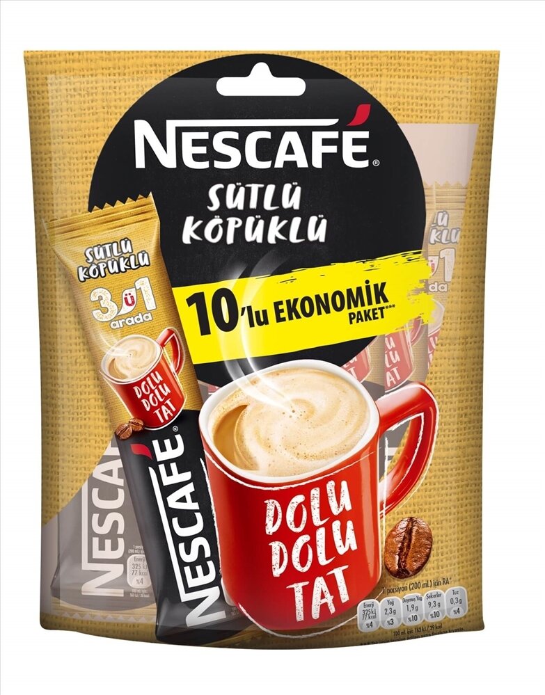 resm Nescafe 3ü1 Arada Sütlü Köpüklü 10x17,4 g