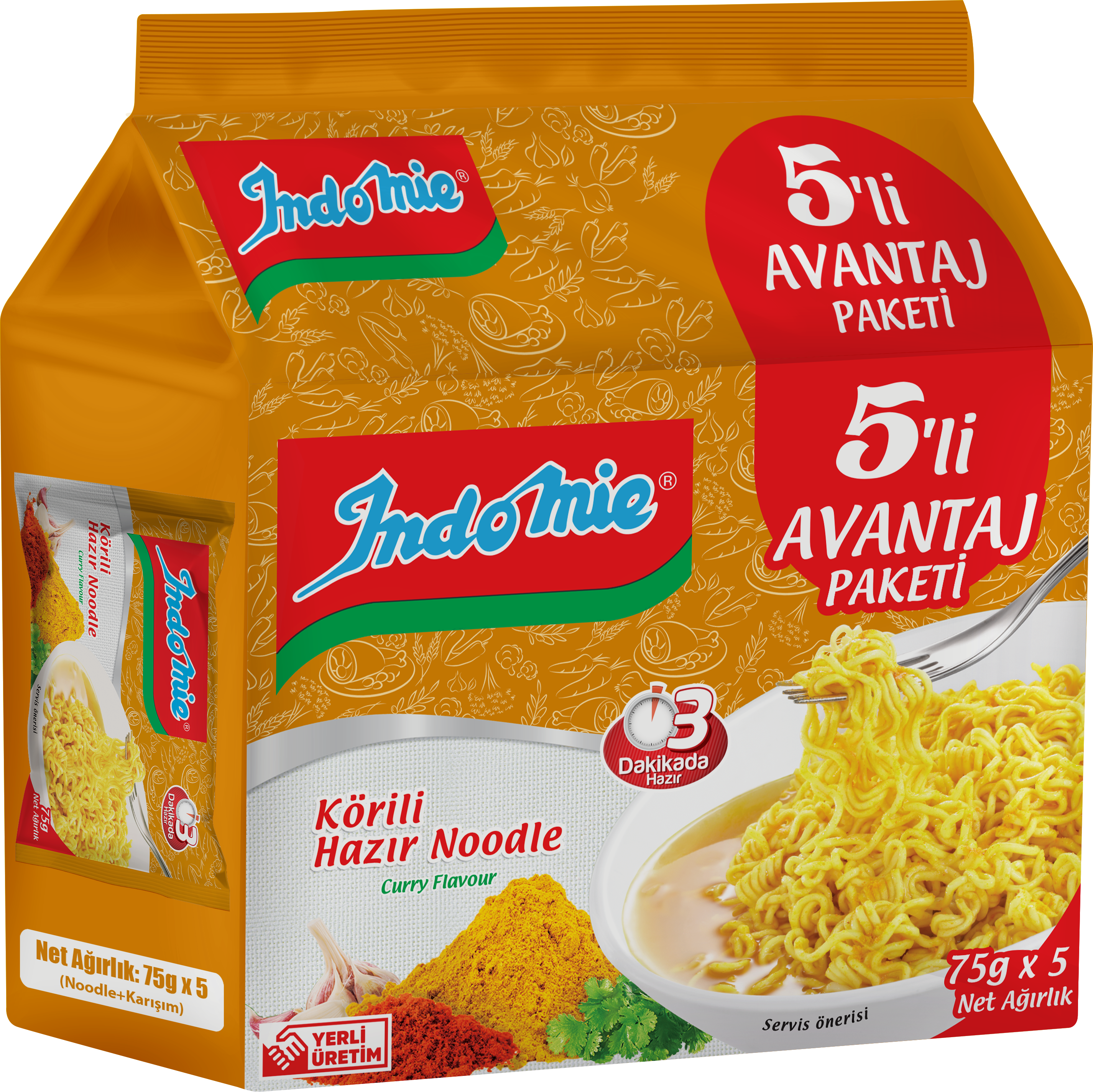 resm Indomie Körı Aromalı Noodle 5'li Paket 375 g