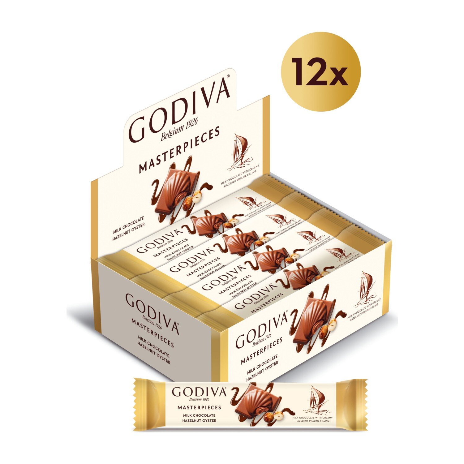 resm Godiva Sütlü Fındıklı İstiridye Çikolata 30 g 12'li