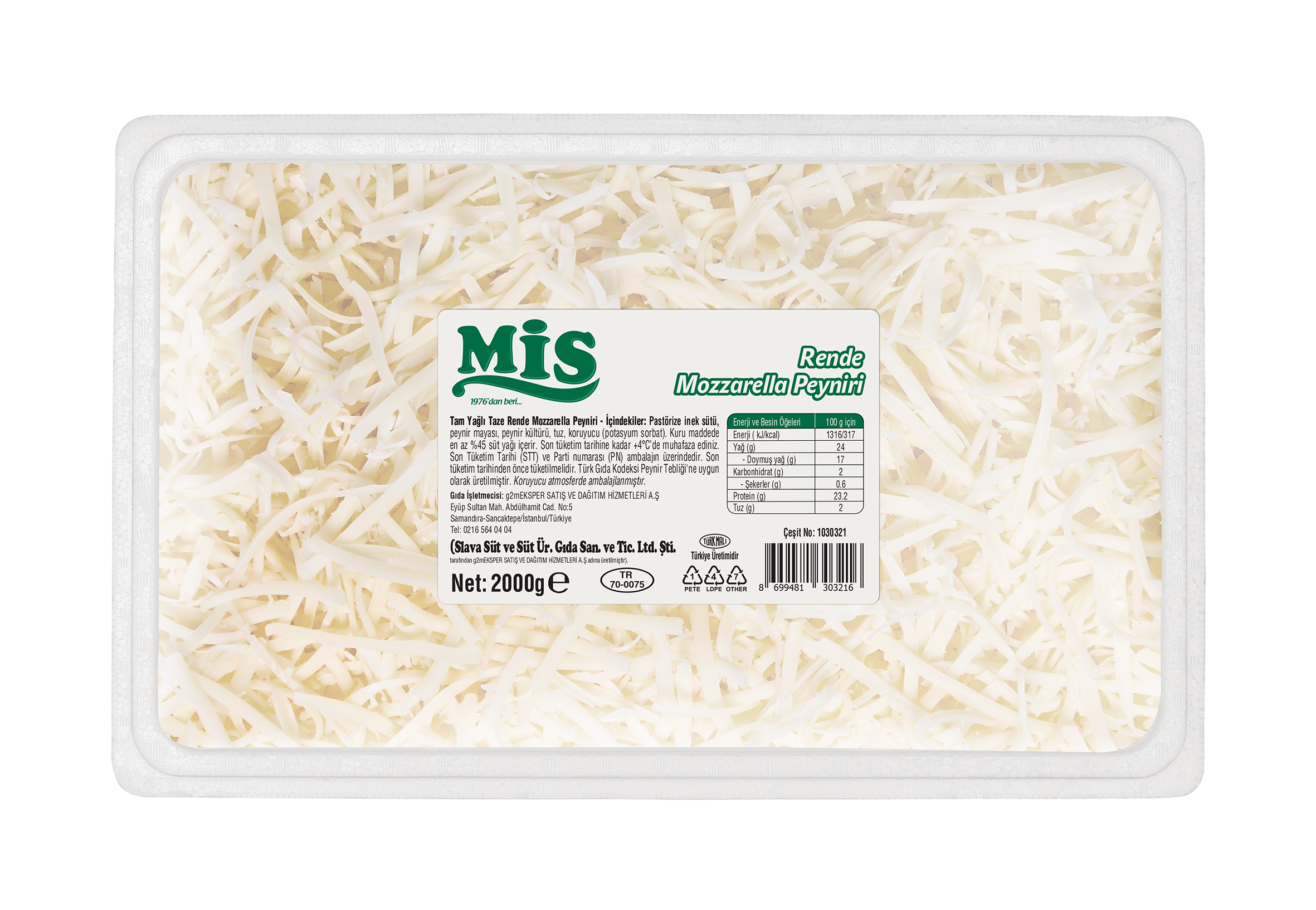 resm Mis Rende Mozzarella 2 kg