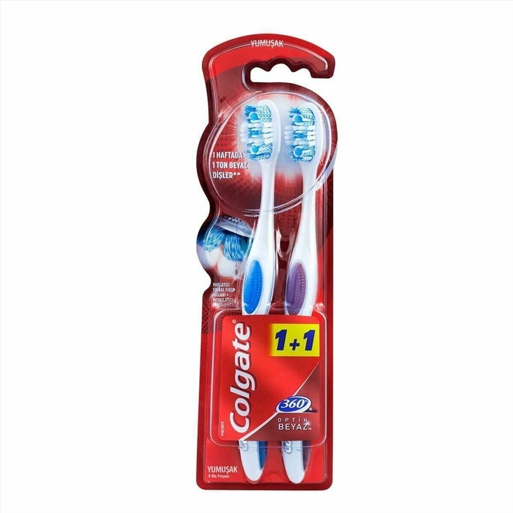 resm Colgate 360 Optik Beyaz Diş Fırçası 1+1