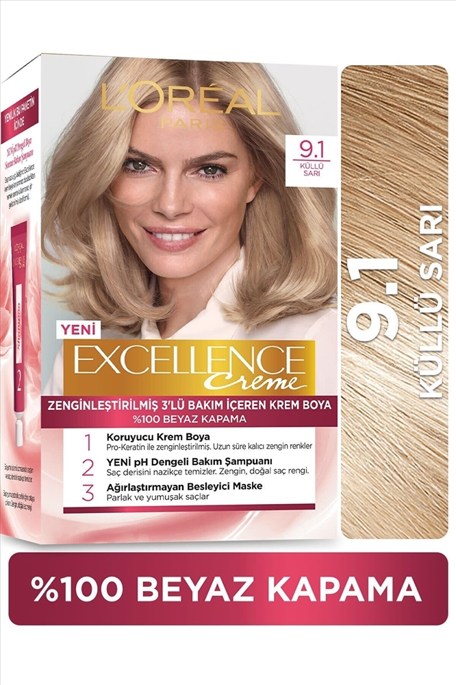 resm Loreal Excellence Creme 9.1 Küllü Sarı Saç Boyası