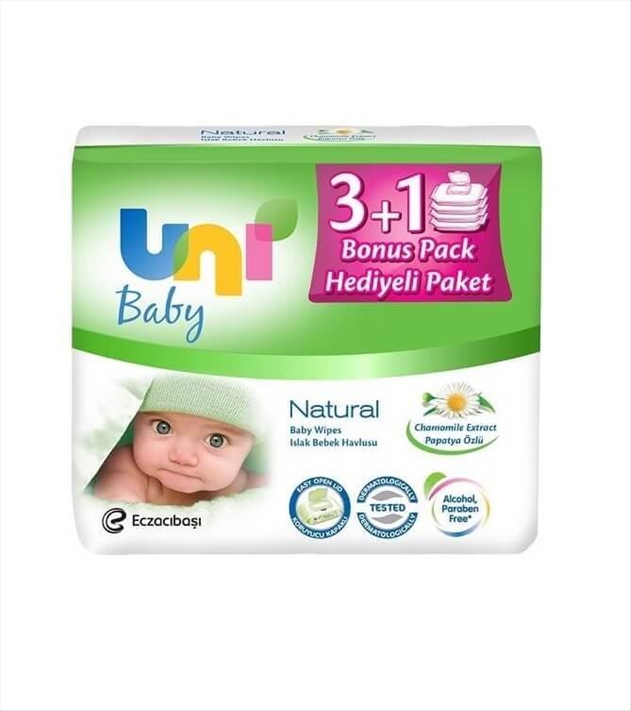 resm Uni Baby Islak Havlu Natural 4x56'lı