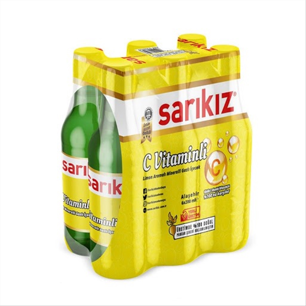 resm Sarıkız C+ Limon Aromalı Maden Suyu 200 ml 6'lı