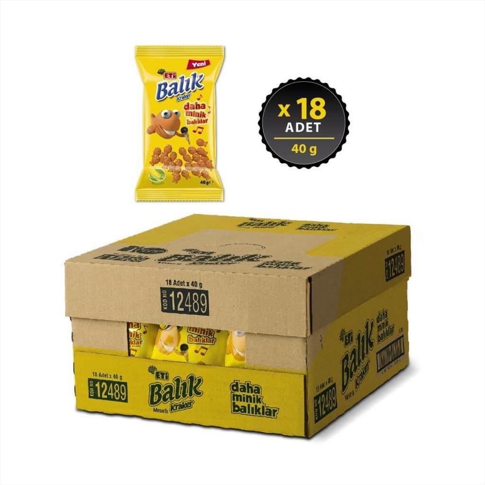 resm Eti Balık Mini Mısırlı Kraker 40 g 18'li