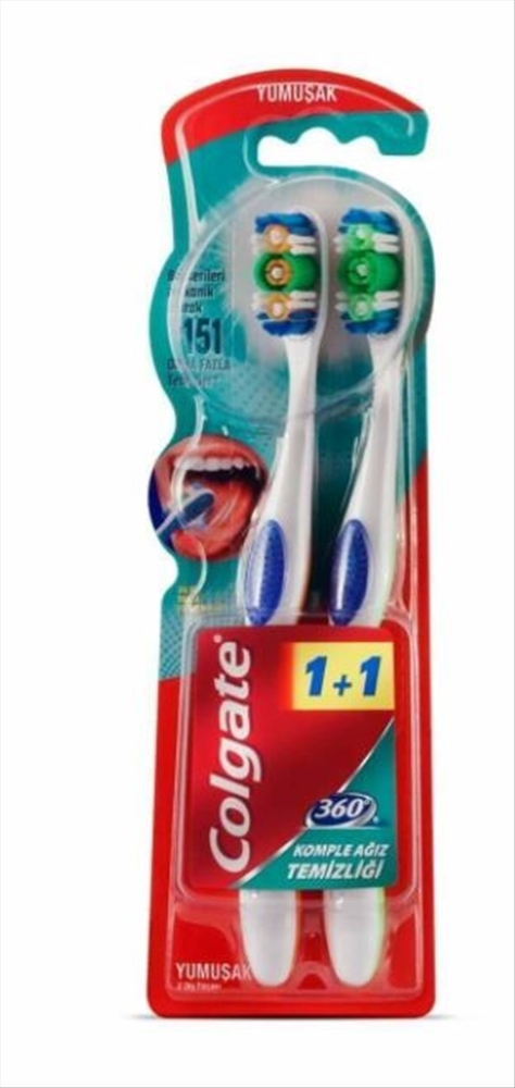 resm Colgate 360 Komple Ağız Temizliği Diş Fırçası 1+1