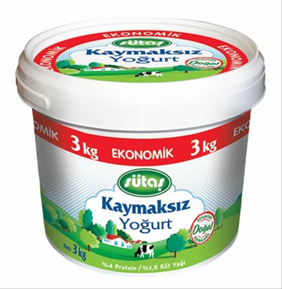 resm Sütaş Kaymaksız Kova Yoğurt 3 kg