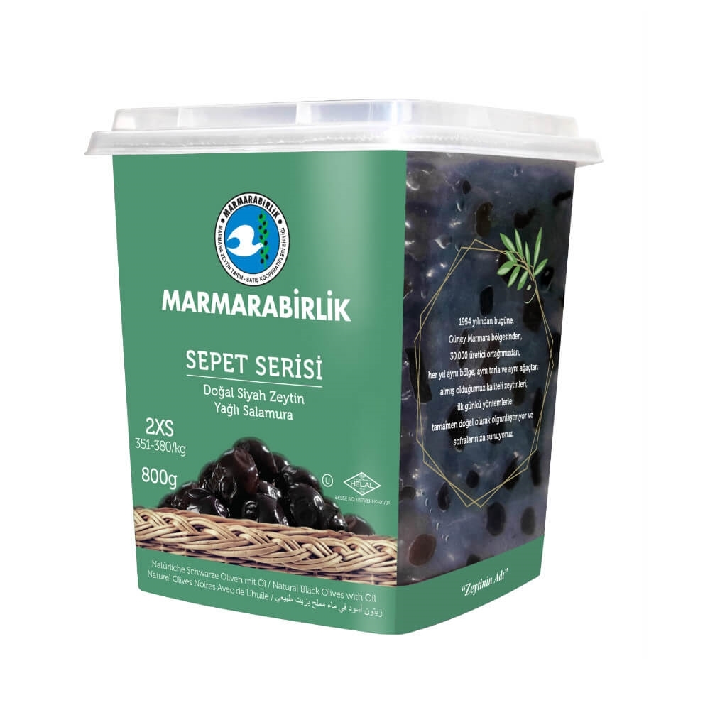 resm Marmara Birlik Sepet Siyah Zeytin (2XS) 351-380 800 g