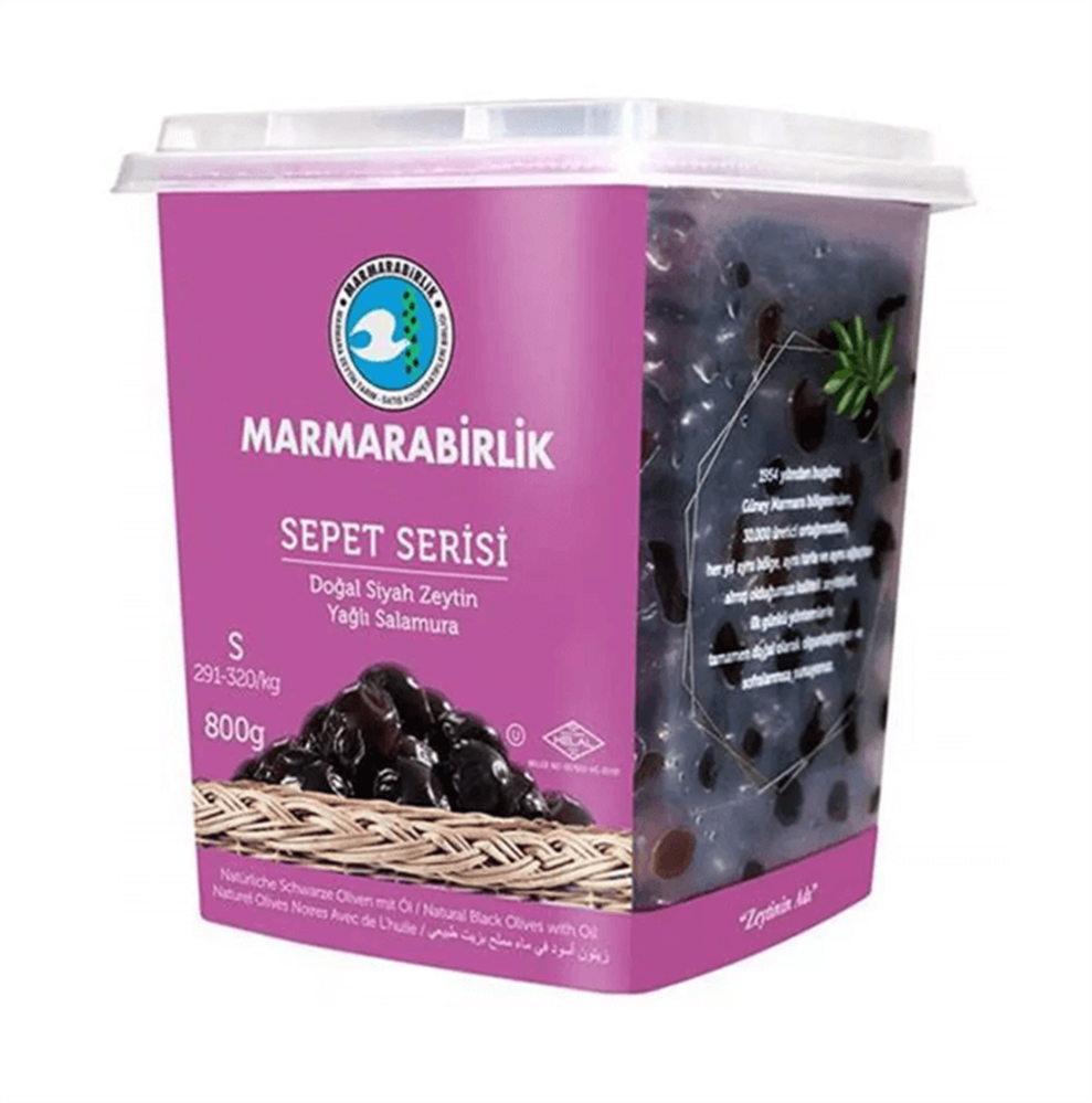 resm Marmara Birlik Sepet Siyah Zeytin (S) 291-320 800 g