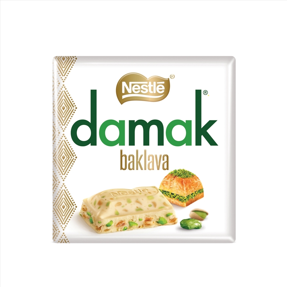 resm Nestle Damak Antep Fıstıklı Baklavalı Beyaz Kare Çikolata 60 g