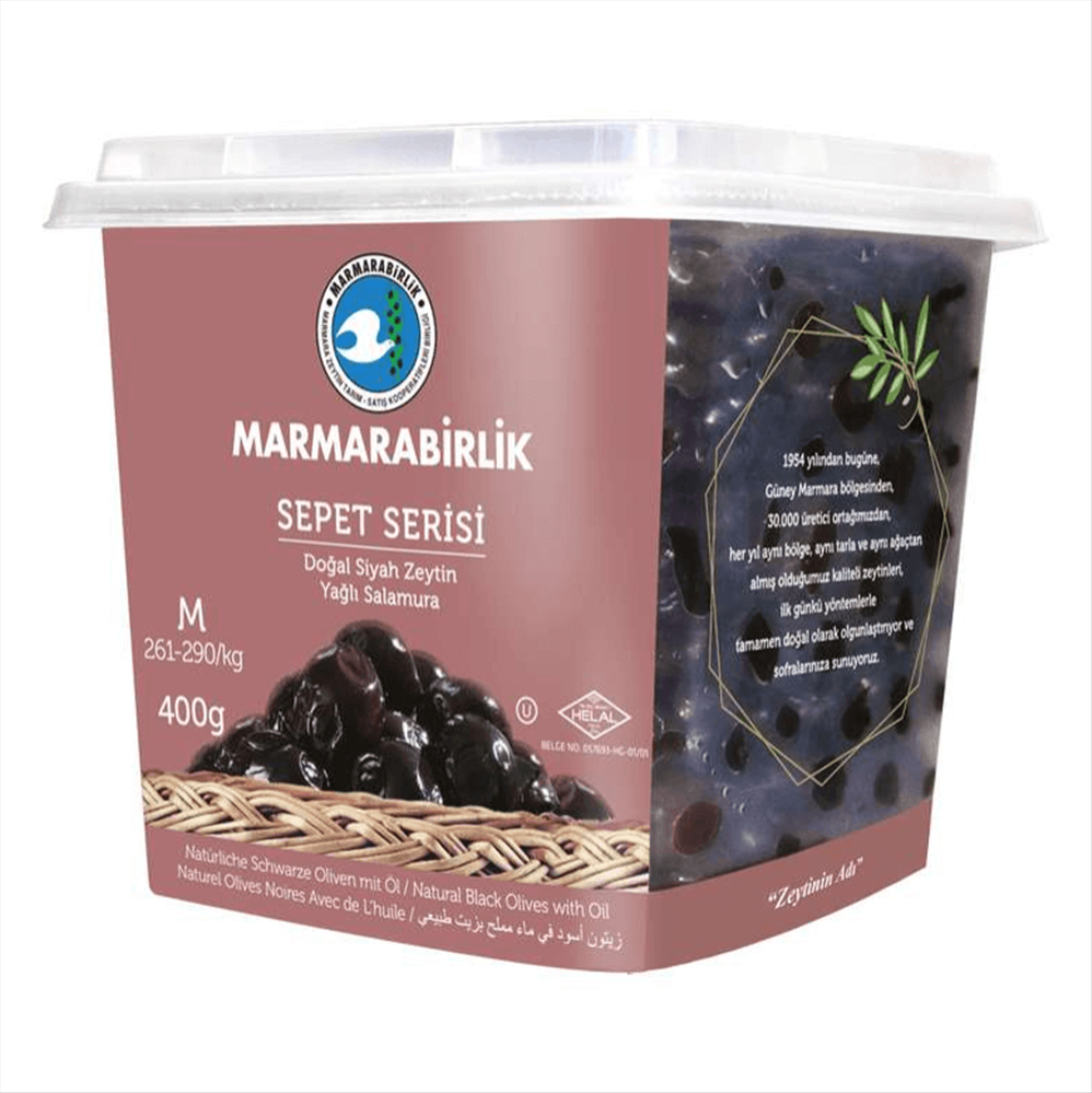 resm Marmara Birlik Sepet Siyah Zeytin (M) 261-290 400 g