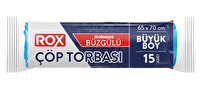 Rox Çöp Torbası Büzgülü Büyük Boy 65 x 70 cm 15'li