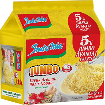 Indomie Jumbo 5'li Paket Tavuk Aromalı Noodle 120x5