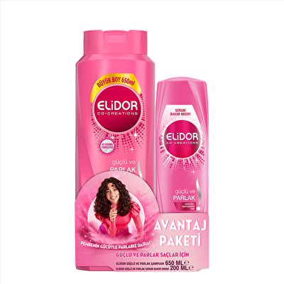 Elidor Şampuan Güçlü&Parlak + Saç Kremi 650+200 ml