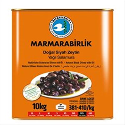 Marmara Birlik Salamura Siyah Zeytin Teneke (3XS) 381-410 10 kg