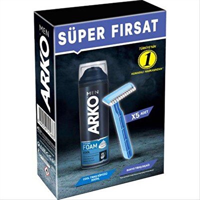 Arko Men Tıraş Köpüğü Cool 200ml+Banyo 5'li