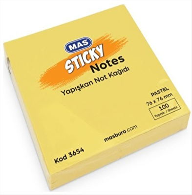 Mas Yapışkanlı Sarı Not Kağıdı 76x76