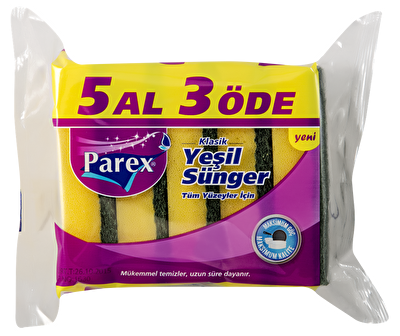 Parex Klasik Oluklu Sünger 5'li