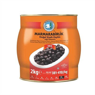 Marmara Birlik Salamura Siyah Zeytin Teneke (3XS) 381-410 2 kg