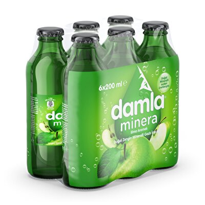 Damla Minera Elma Aromalı Maden Suyu 200 ml 6'lı