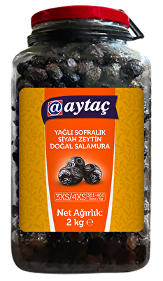 Aytaç Yağlı Siyah Zeytin (3XS-4XS) 381-460 2 kg