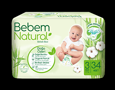 Bebem Natural Jumbo 3 Midi 34'lü