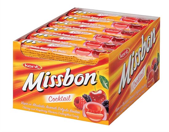 resm Kent Missbon Vişne Ahududu Bonbon Şeker 43 g 24'lü