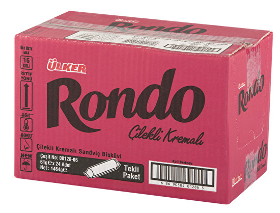 resm Ülker Rondo Çilek Aromalı Bisküvi 61 g 24'lü