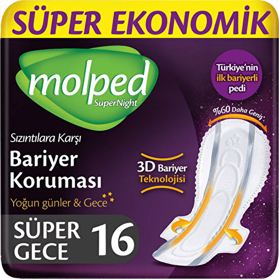 resm Molped Antibakteriyel Süper Ekonomik Gece 16'lı