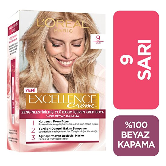 resm Loreal Excellence Creme 9 Sarı Saç Boyası