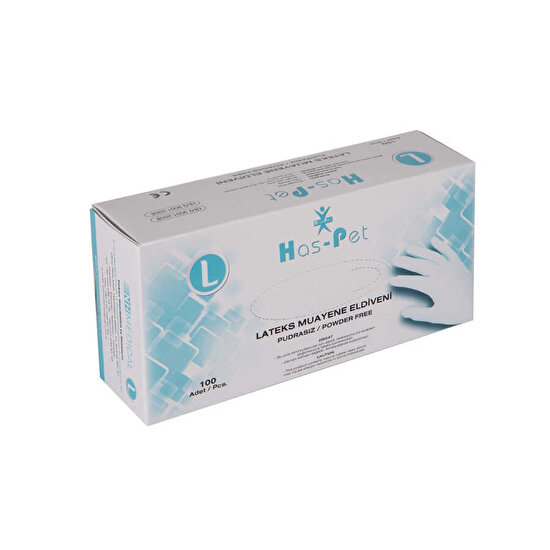 resm Haspet Pudrasız Latex Eldiven L 100'lü