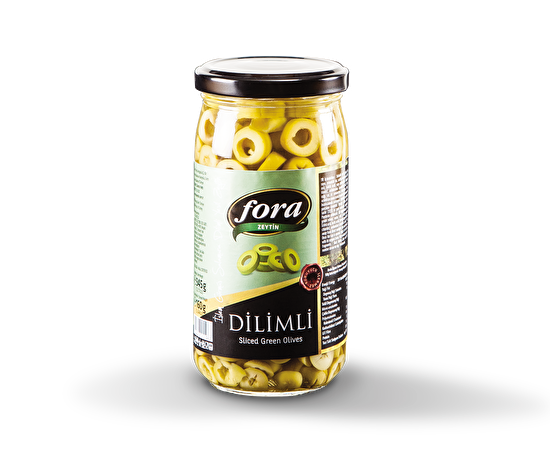 resm Fora Dilimli Yeşil Zeytin Cam 160 Gr