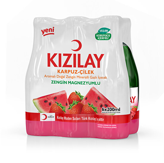 resm Kızılay Karpuz Çilek Aromalı Maden Suyu 200 ml 6'lı