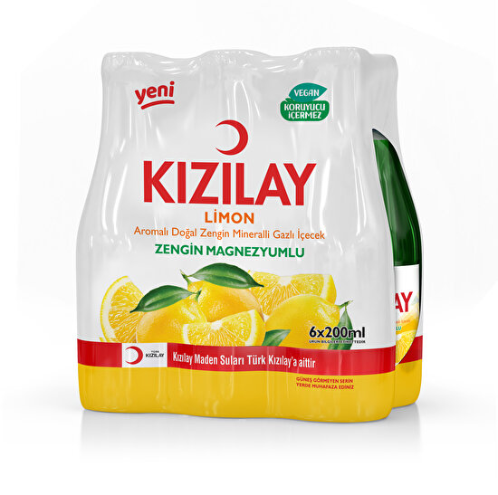 resm Kızılay Limon Aromalı Doğal Maden Suyu 200 ml 6'lı