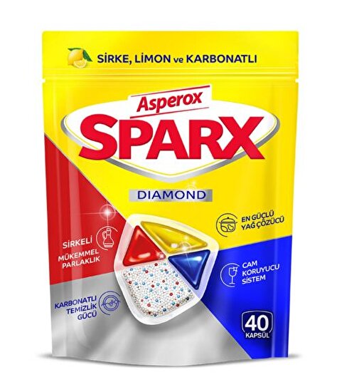 resm Asperox Sparx Diamond Bulaşık Makine Kapsülü 40'lı