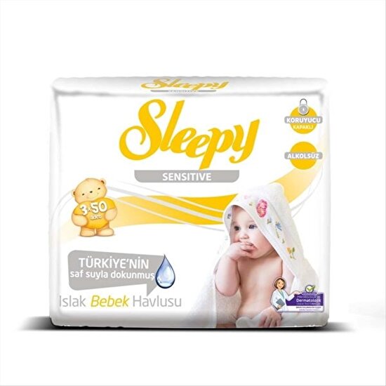 resm Sleepy Islak Havlu Sensitive 3x50'li