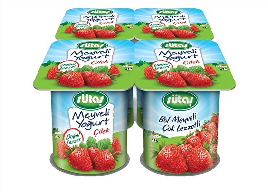 resm Sütaş Çilekli Meyveli Yoğurt 4x115 g