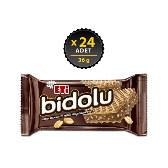 resm Eti Bidolu Fındık Kremalı Yer Fıstığı Parçalı Gofret 36 g 24'lü