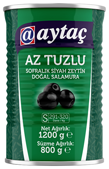 resm Aytaç Salamura Az Tuzlu Siyah Zeytin (S) 291-320 800 g