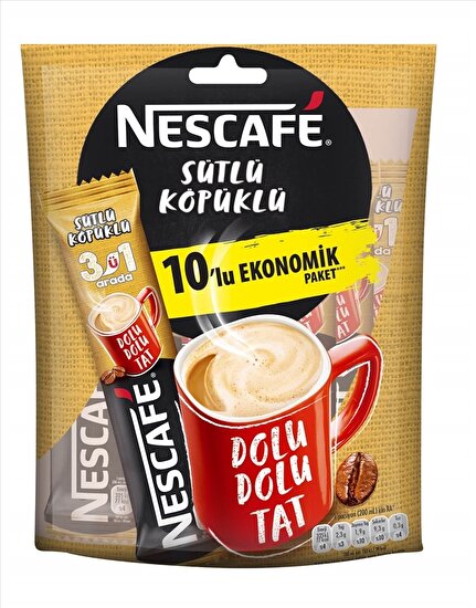 resm Nescafe 3ü1 Arada Sütlü Köpüklü 10x17,4 g
