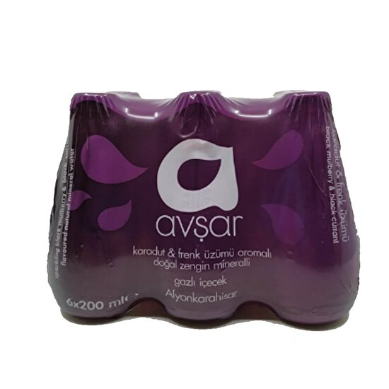 resm Avşar Karadut&Frenk Üzümü Aromalı Gazlı İçecek 200 ml 6'lı