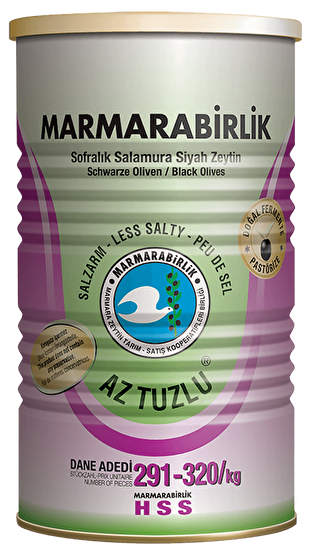 resm Marmara Birlik Az Tuzlu Siyah Zeytin Teneke (S) 291-320 800 g