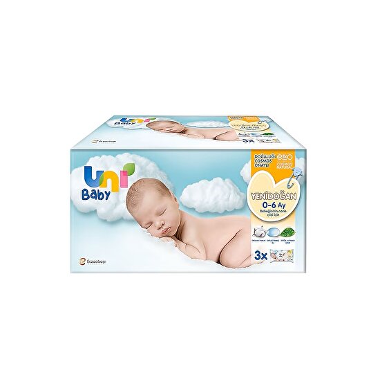 resm Uni Baby Yenidoğan Islak Havlu 3x40'lı