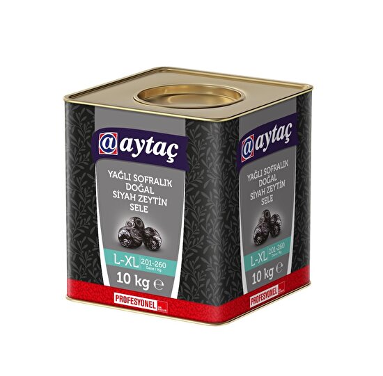 resm Aytaç Yağlı Siyah Zeytin Teneke S-XS (291-350) 10 Kg