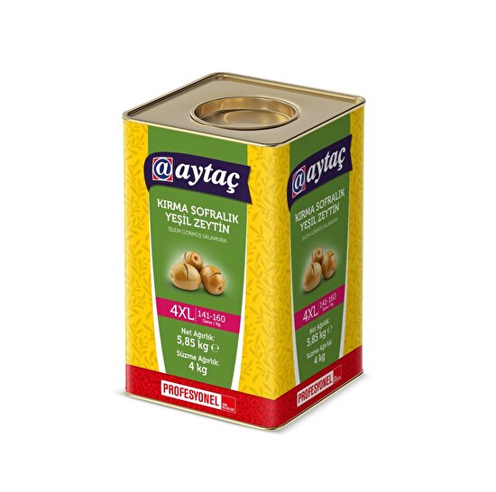 resm Aytaç Kırma Yeşil Zeytin Teneke 4XL (141-160) 4 Kg
