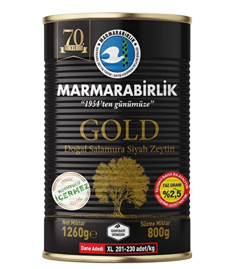 resm Marmara Birlik Salamura Gold Siyah Zeytin (XL) 201-230 800 g