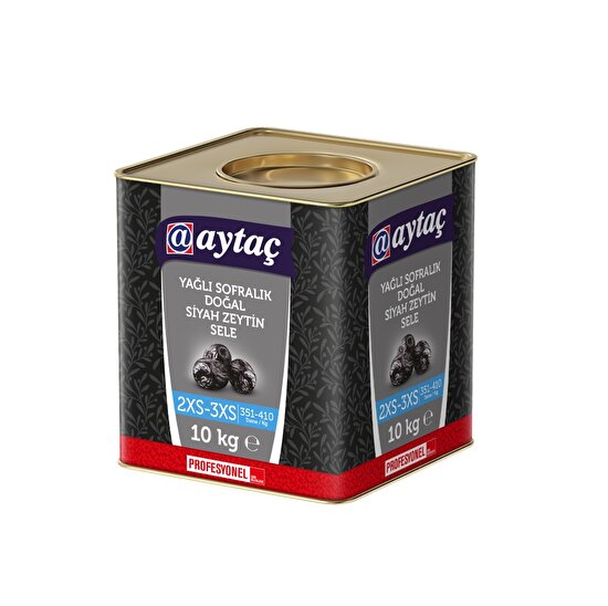 resm Aytaç Yağlı Siyah Zeytin Teneke 2XS-3XS (351-410) 10 Kg