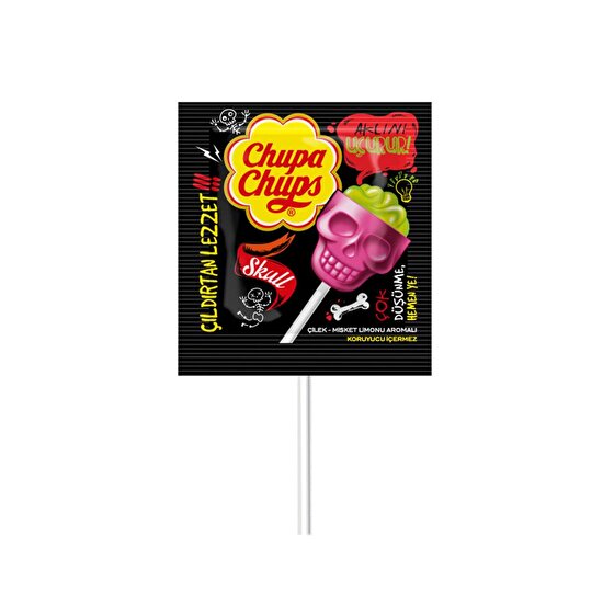 resm Chupa Chups Skull Çilek Limon Aromalı Lolipop 15 g
