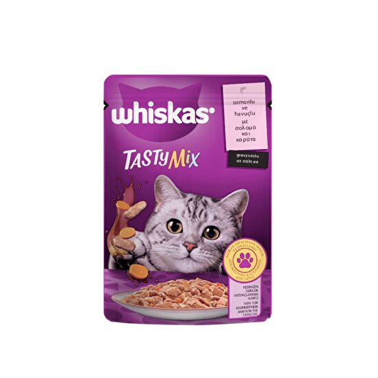 resm Whiskas Tasty Mix Somonlu ve Havuçlu Kedi Maması 85 g