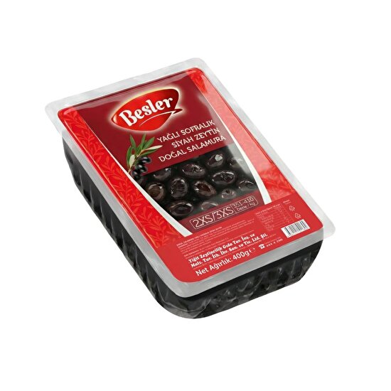 resm Besler Yağlı Sofralık Siyah Zeytin Doğal Salamura (351-410) 400 g